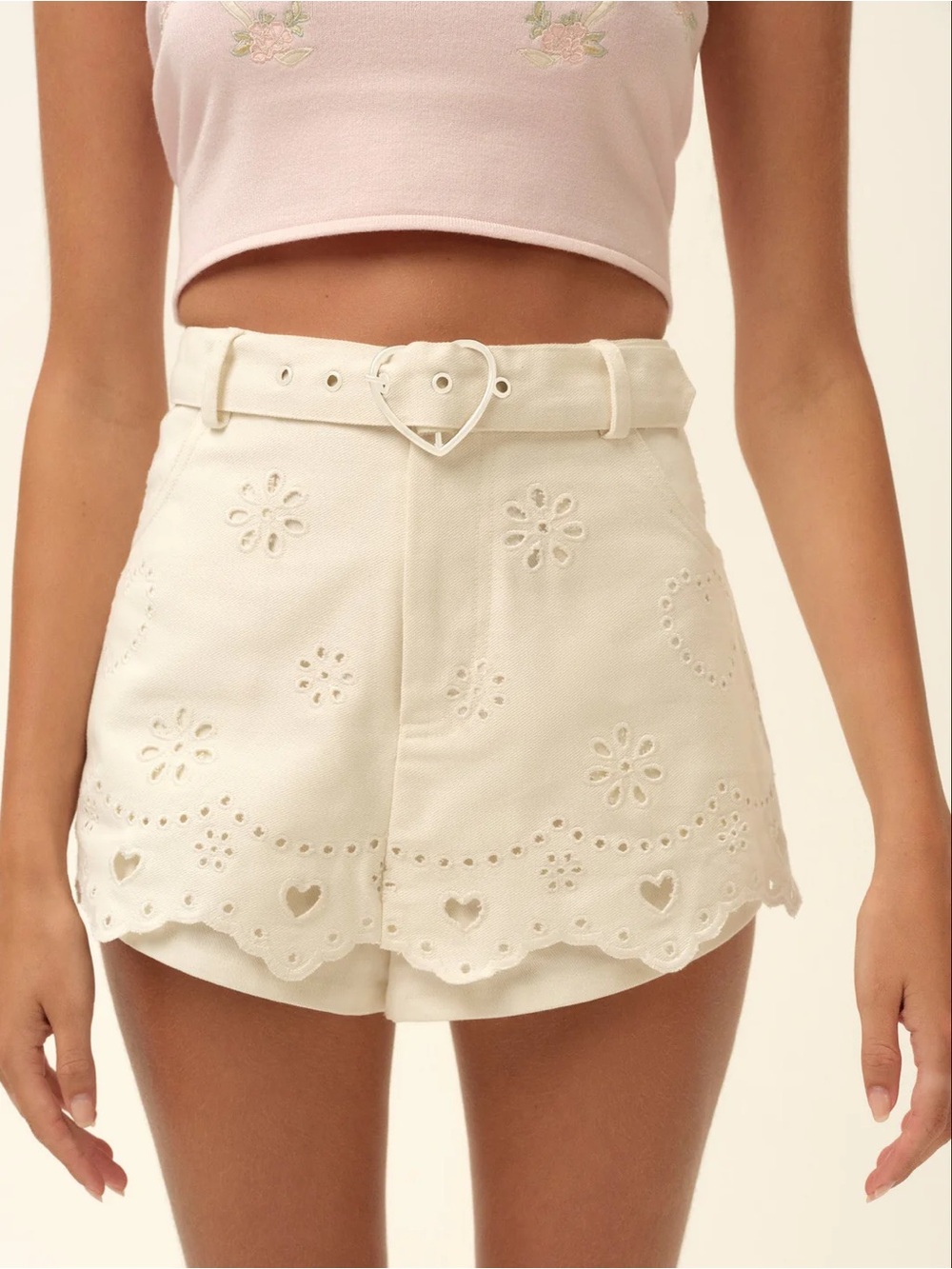FOR LOVE AND LEMONS The Heart Eyelet Denim Skort